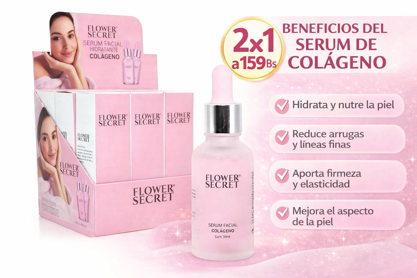 Sérum facial con colágeno Flower Secret 30 ml