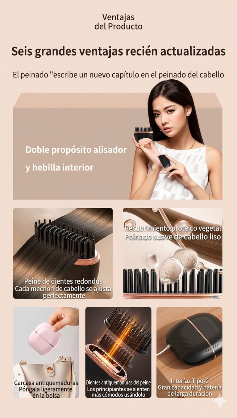 Peine Alisador Portátil Recargable – Alisa tu Cabello