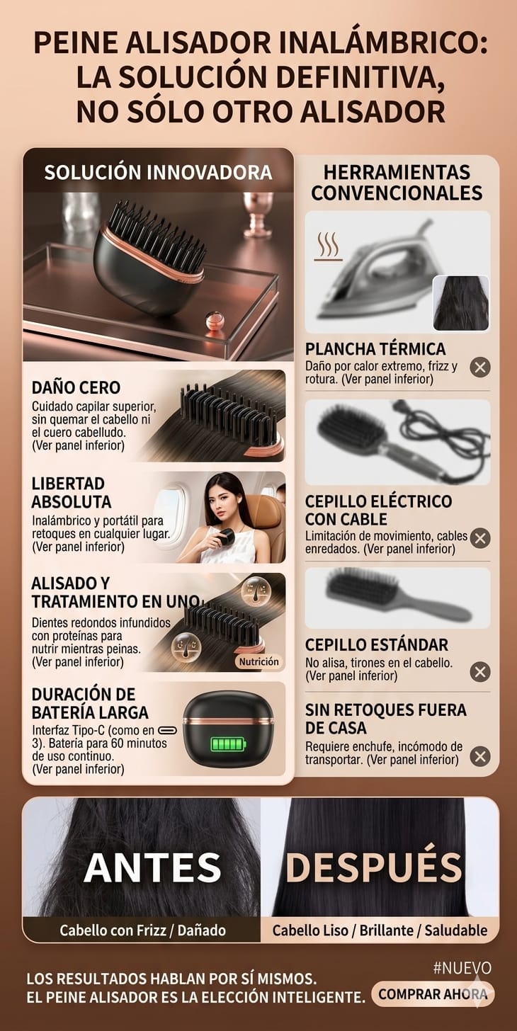 Peine Alisador Portátil Recargable – Alisa tu Cabello